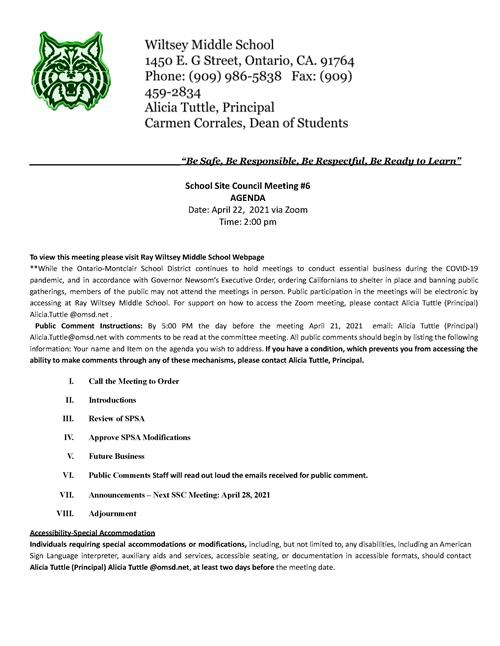 SSC Agenda SSC Agenda